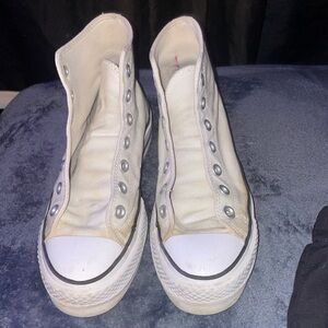 Used white platform converse shoes